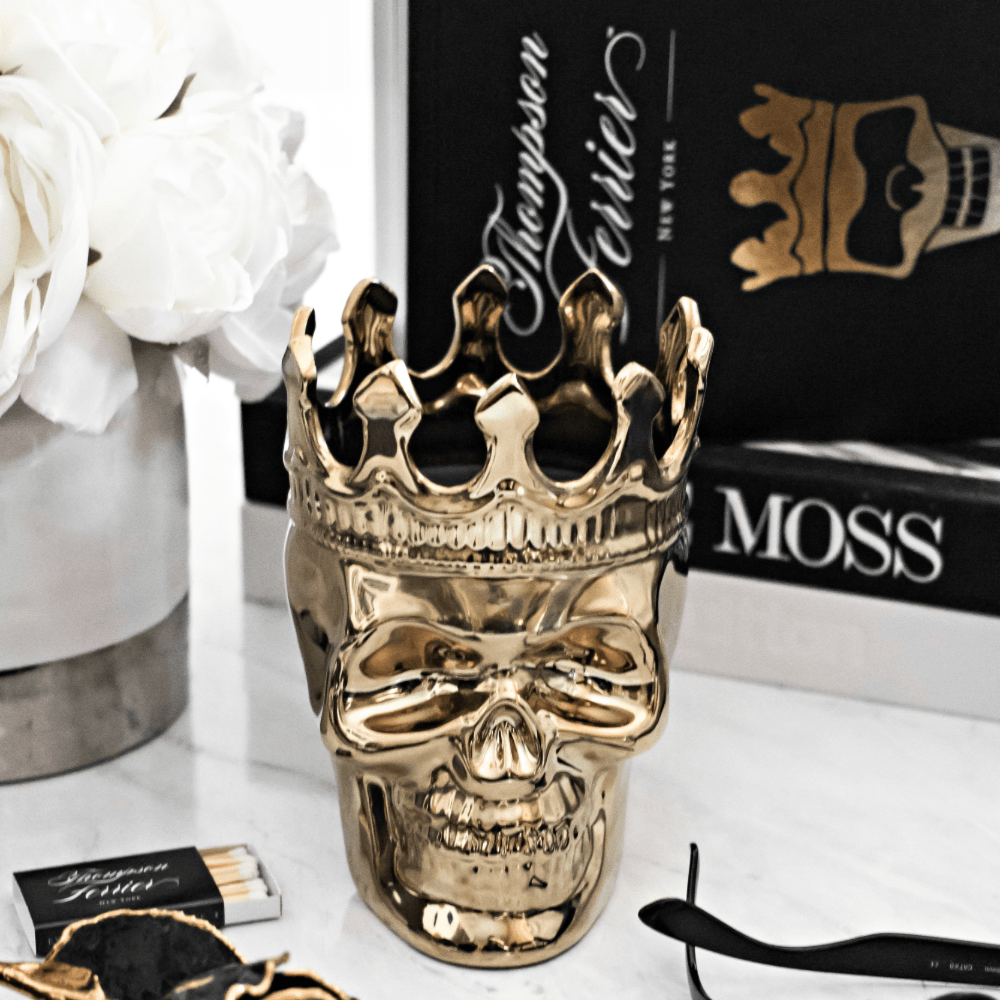 Thompson Ferrier Gold Bonaparte Skull in Wood Charnel