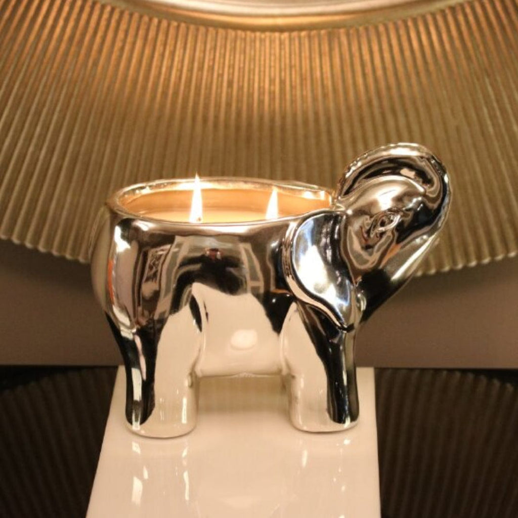 silver-ceramic-elephnt-candle-with-2-lit-cotton-wicks