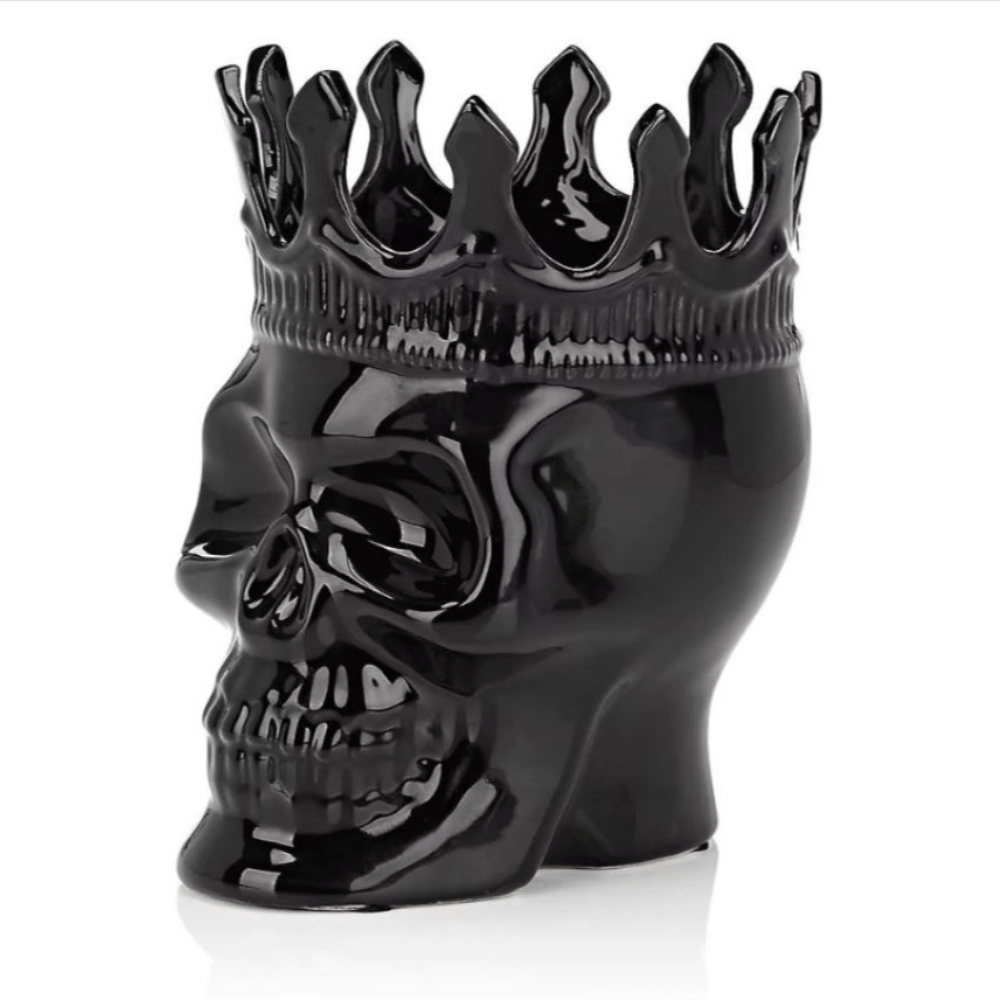 ceramic-black-skull-wearing-a-crown-with-a-single-cotton-wick