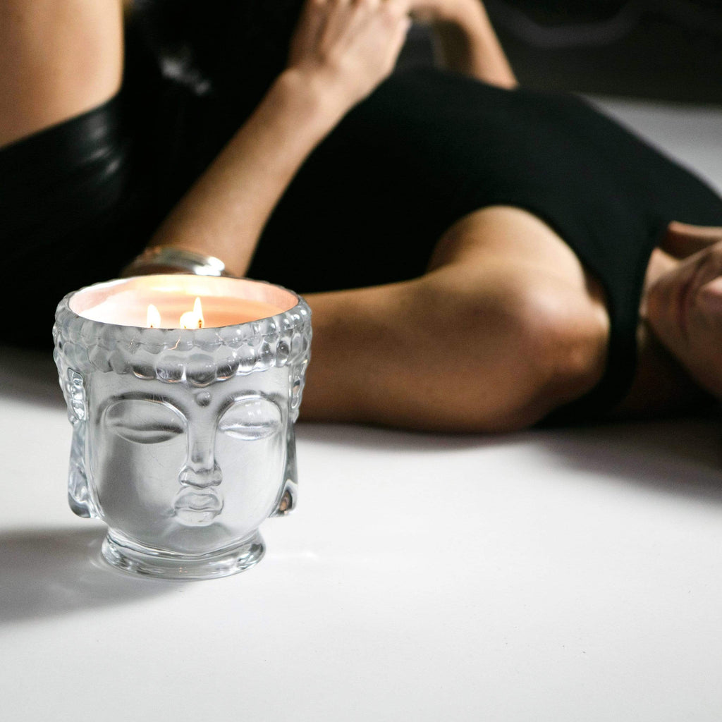 glass-buddha-head-candle-with-pure-silver-lining-3-cotton-wicks-soy-wax