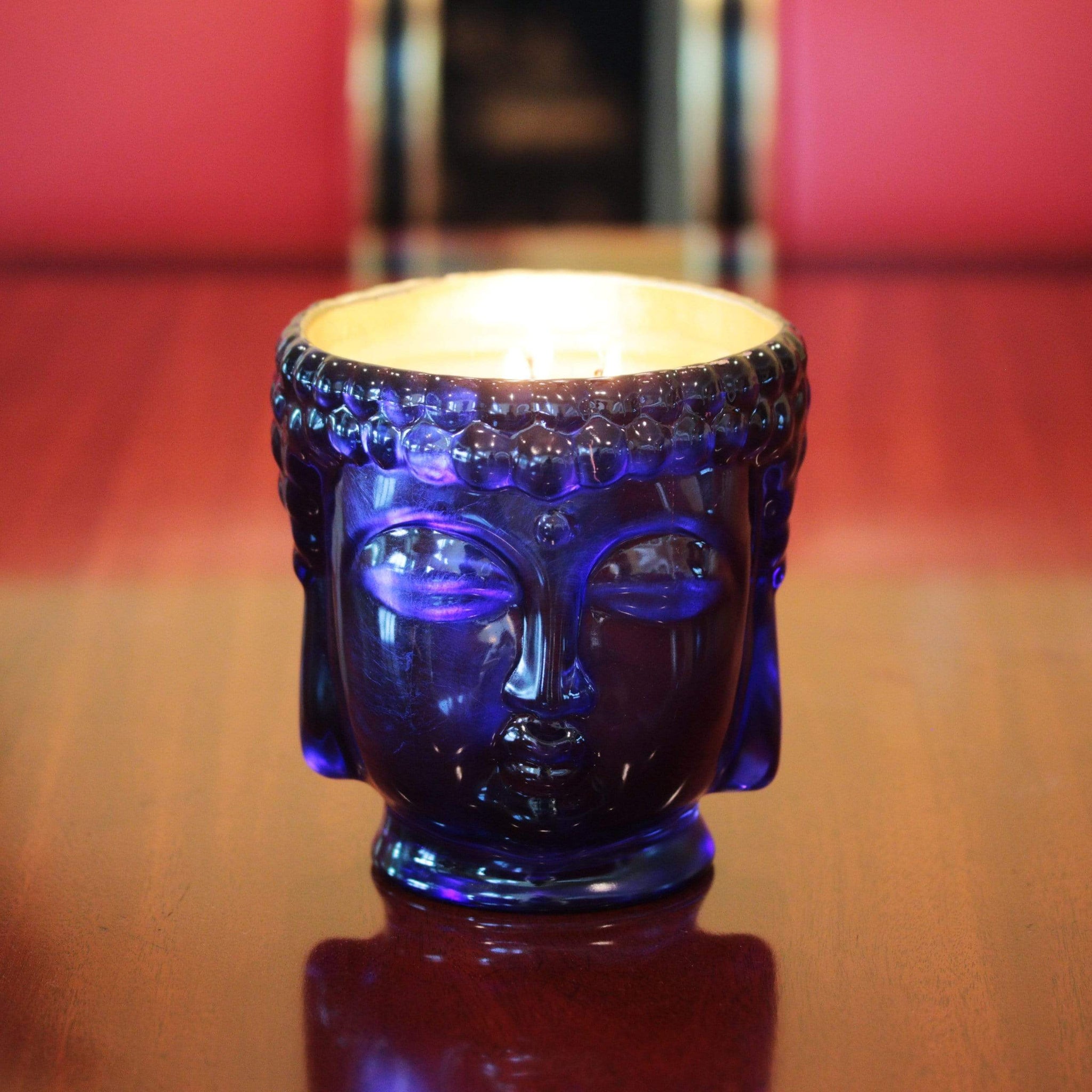 24K Gold Sapphire Blue Glass Buddha Candle | Thompson Ferrier