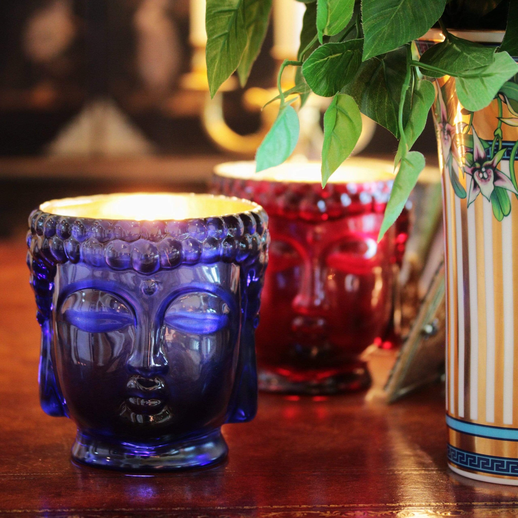 24K Gold Sapphire Blue Glass Buddha Candle | Thompson Ferrier