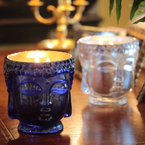 Caesonia | Sapphire Blue Caesonia Glass Buddha Lined with 24K Gold