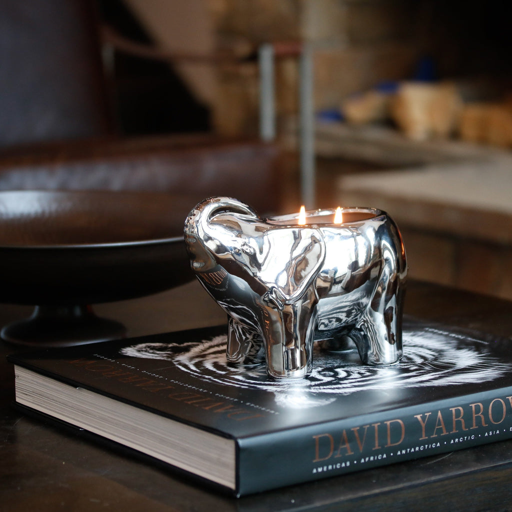 silver elephant candle