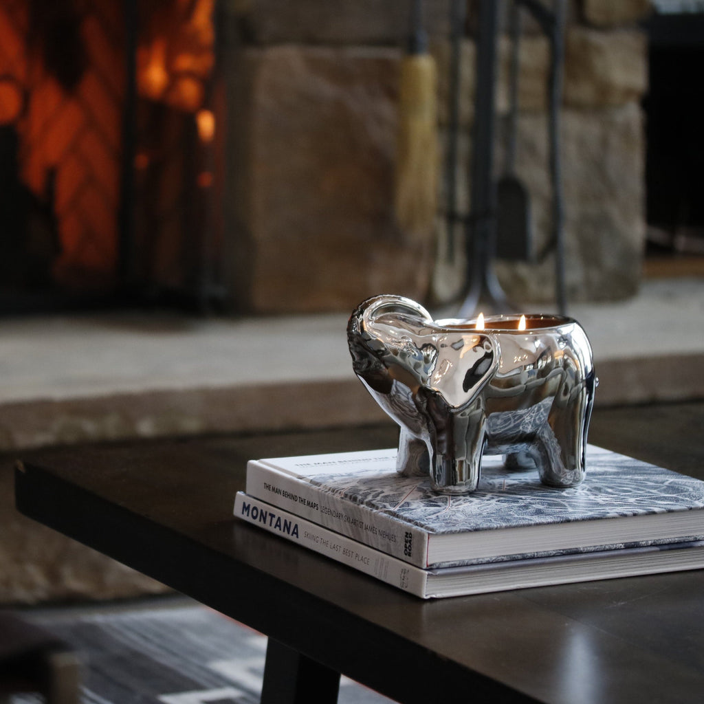 silver elephant candle