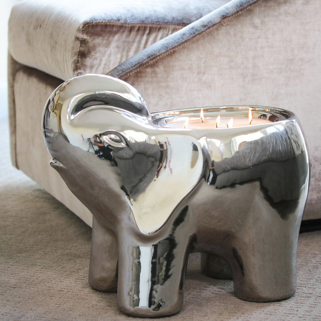 silver grand elephant candle